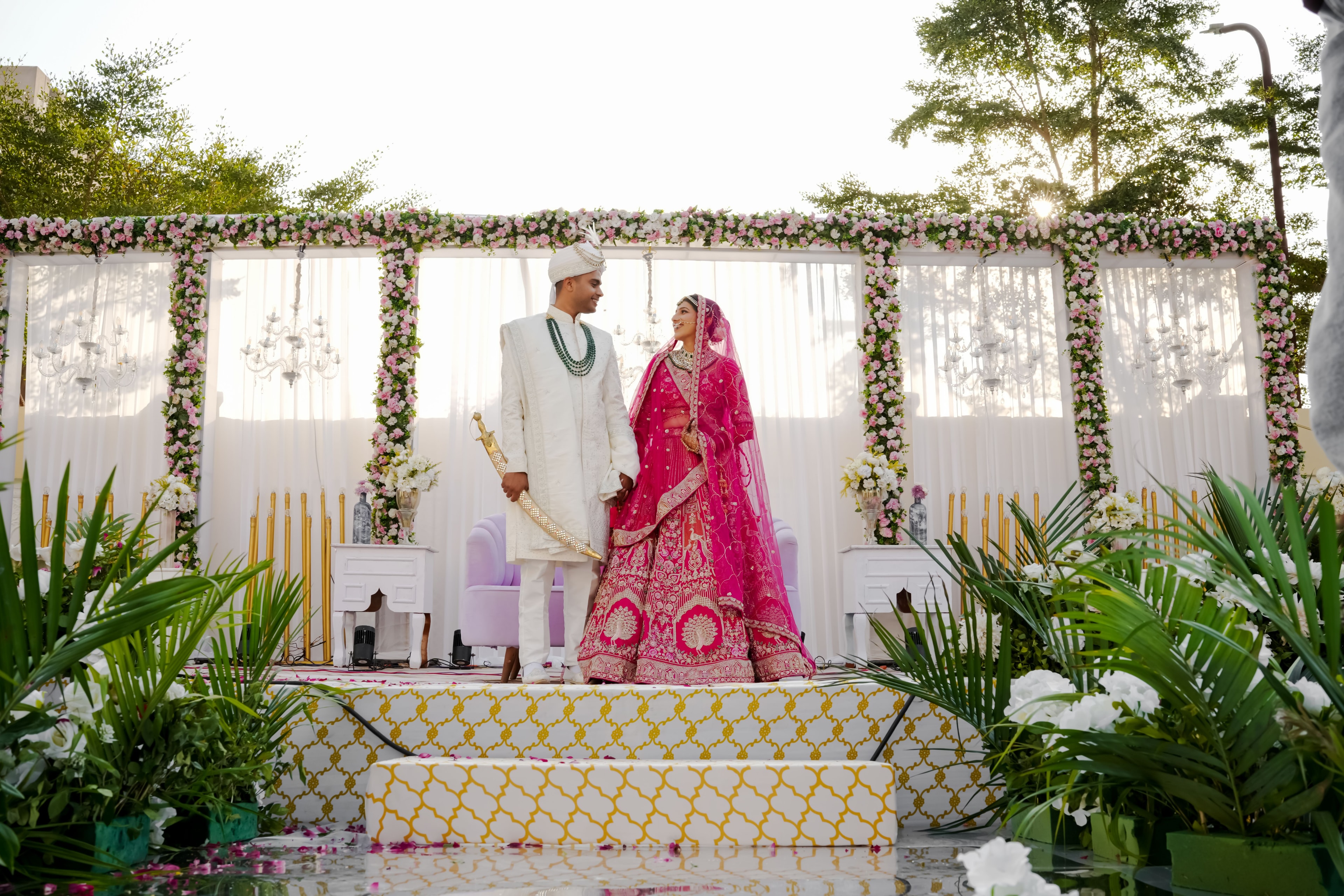 A heritage palace venue set for a destination wedding